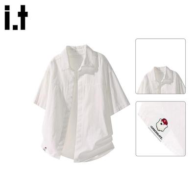 :CHOCOOLATEit Men's Loose-Fit Cotton Short-Sleeve Shirt