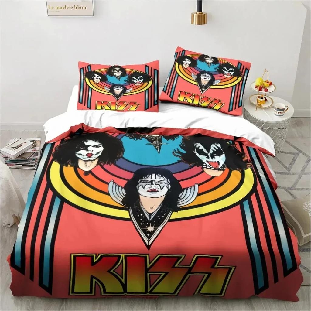 3D tlač Rock Band KISS Band Posteľná súprava Obliečka na posteľ Súprava na prikrývku Obliečka na vankúš Obliečka na posteľ King Queen Size Boys Obliečky pre dospelých