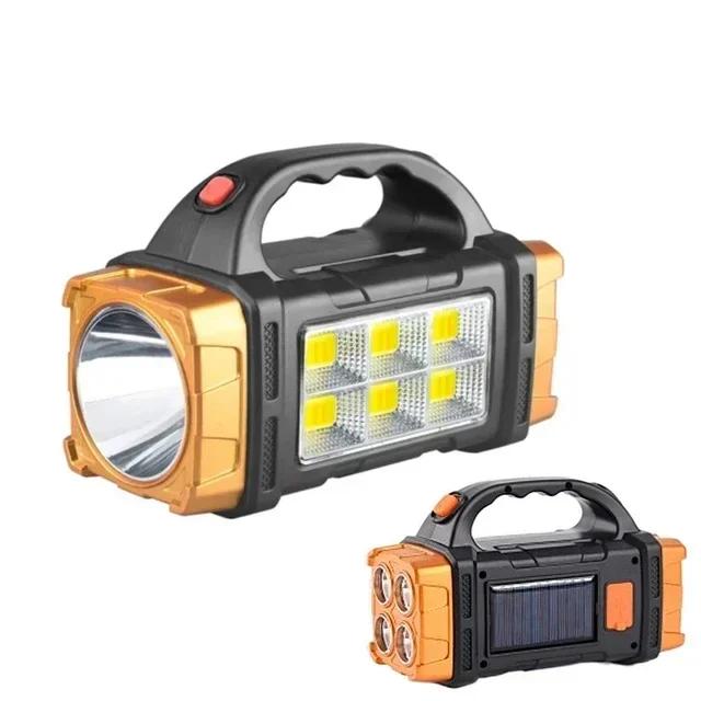 Portable Powerful USB Rechargeable Flashlights Solar LED Light With COB Work Light 4 Gear Charge Mobile Phone Camping Lamps