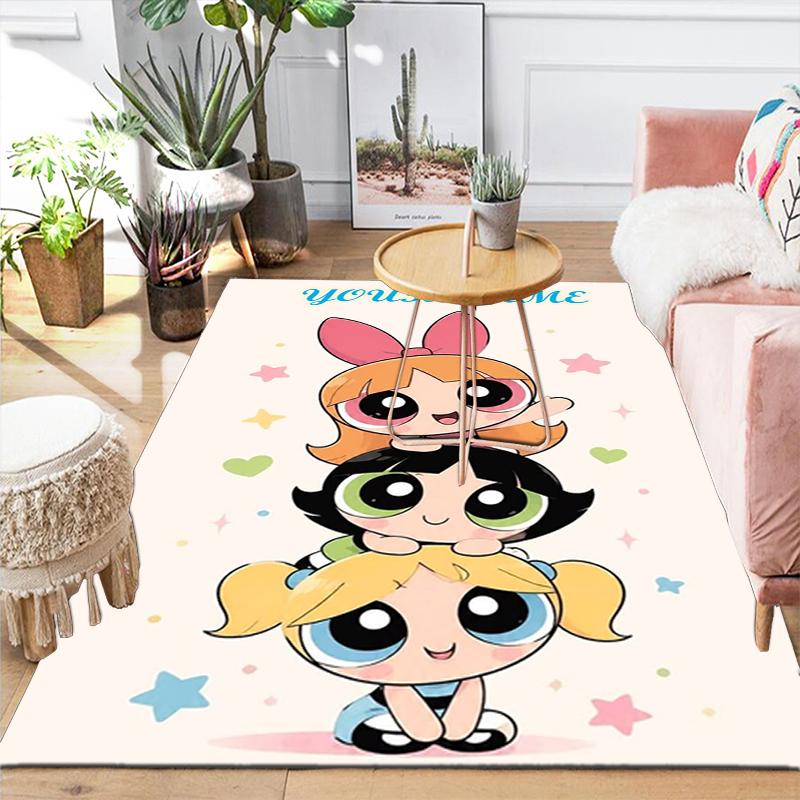 Custom 1Pc Powerpuff Girls Rainbow Rug Office Carpet Indoor Outdoor Entrance Doormat Nonslip Soft And Comfortable Living Room D491514
