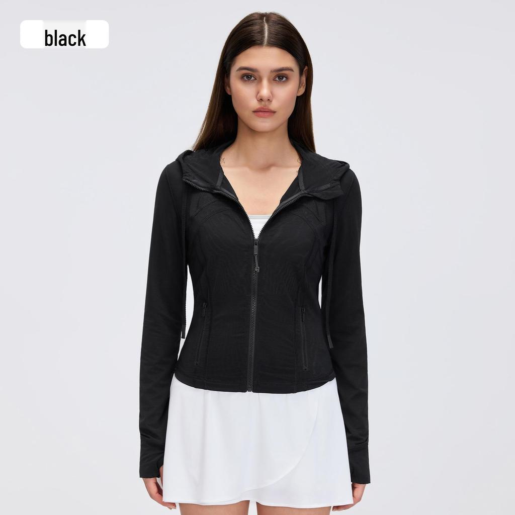 Breathable Mesh Hooded Yoga Jacket - Slim Fit Running & Training Sportswear