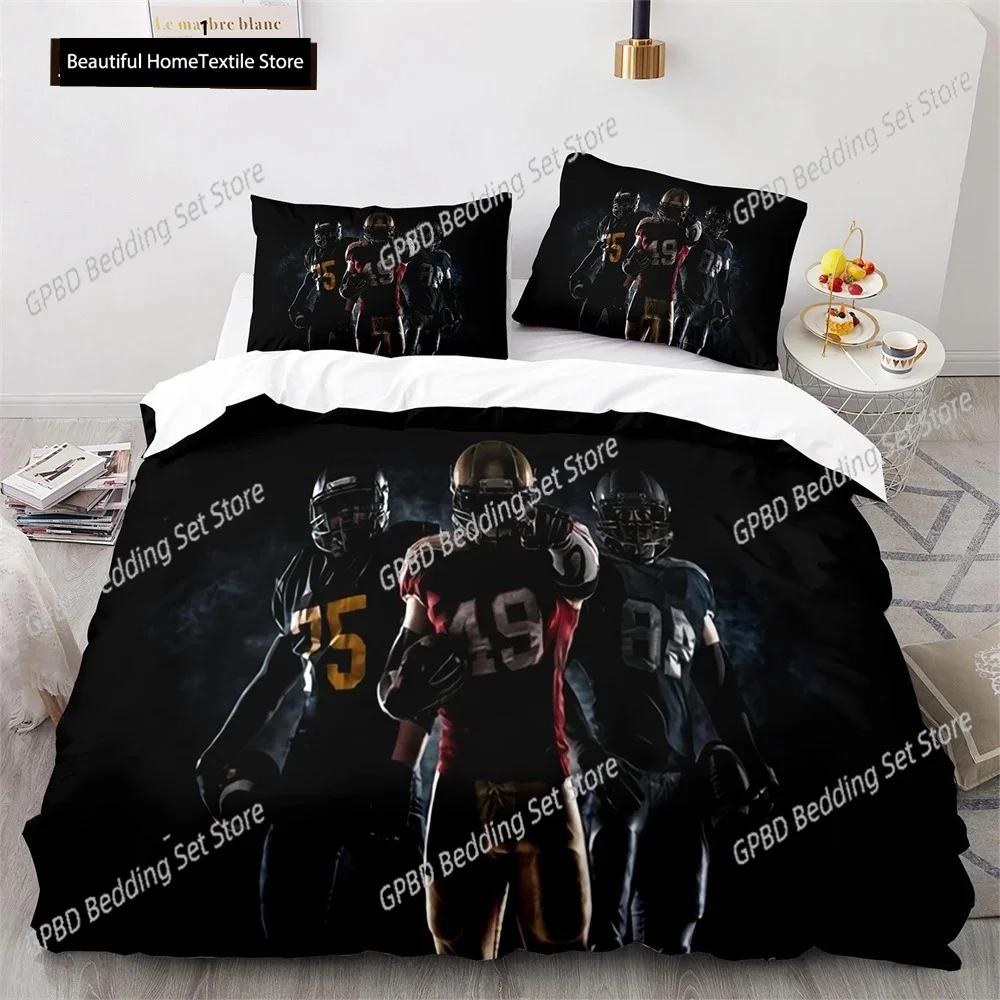 American Football Bettbezug Set 3D Sport Rugby Spieler Polyester Bettdeckenbezug Für Männer Teenager Junge Kind Bettwäscheset King Queen