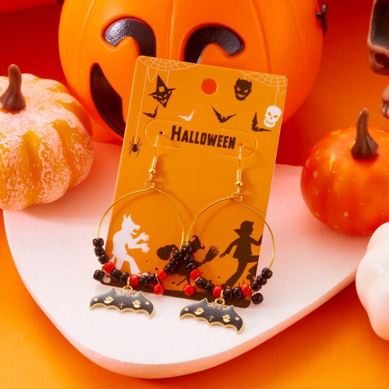 Elegant Black Spiders Bat Drop Earrings Lightweight Zinc Alloy Goth Style Halloween Costume Jewelry Party Ear Accessories