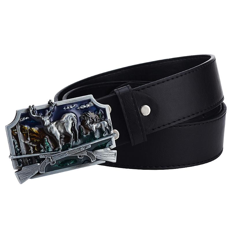 Stag Mode Ledergürtel Weißwedelhirsch Metallschnalle Rentier Gürtel Trend Elchkopf Stil Dekorative Tailleband Herren Geschenk Damen