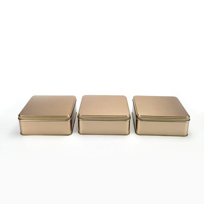 

Square Food-Grade Tin Box for Mooncakes, Snacks, Biscuits, Macarons, and Storage