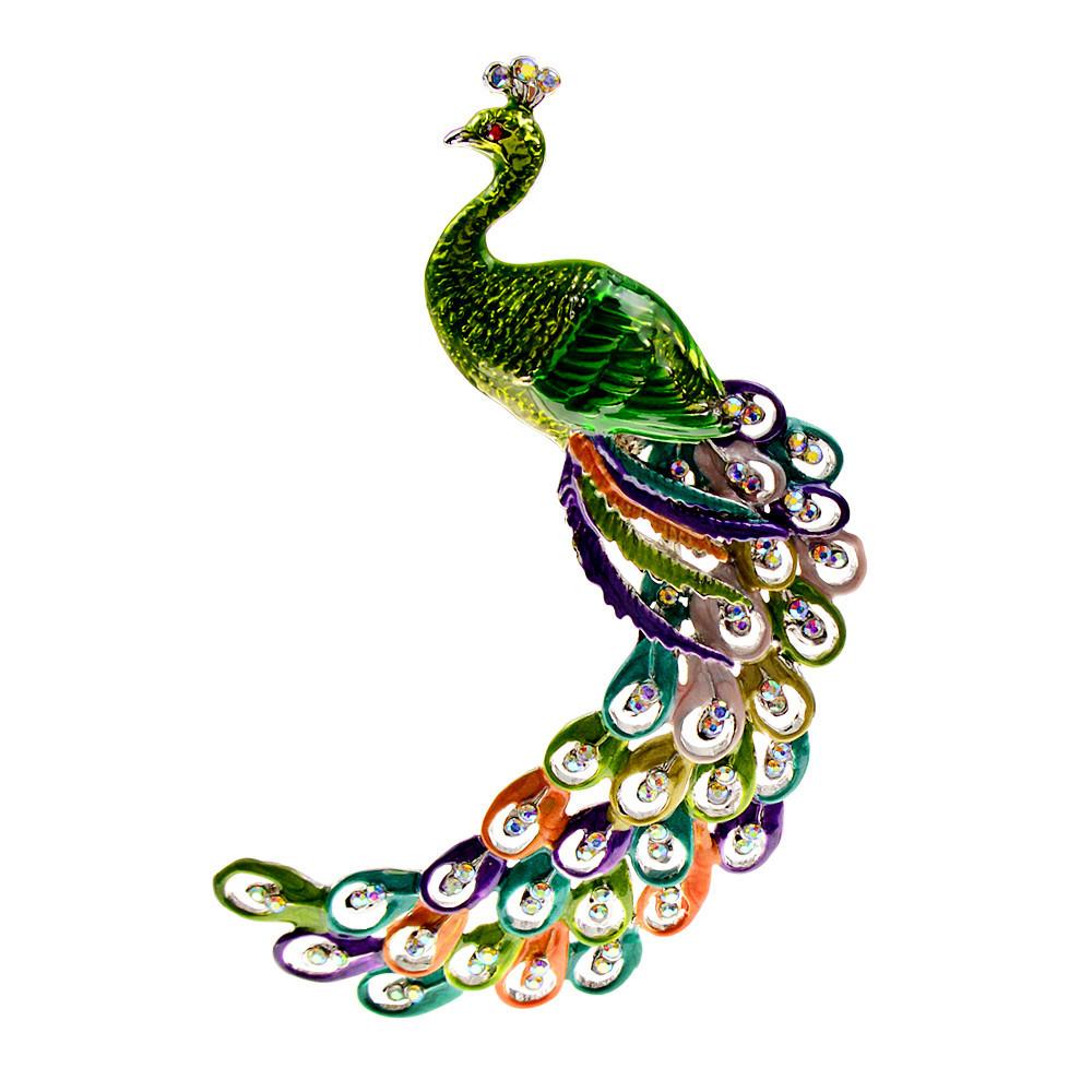 

Модная брошь-булавка с павлином из страз, эмалевые броши с животными для женщин и девушек, аксессуары для одежды