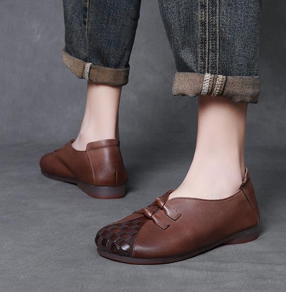 Fashion 2cm Ethnic Cow Weave Suede Genuine Leather Women Flats Leisure Fashion Summer Slip On Loafer Oxfords Comfy Shoes