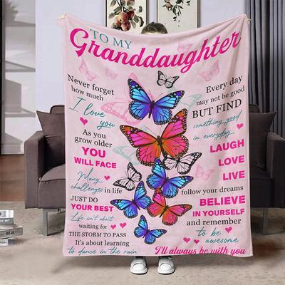 Butterfly Print Flannel Throw Blanket Soft Cozy Sofa Nap Blanket Camping Blanket Home Blanket Perfect Gift For Granddaughter