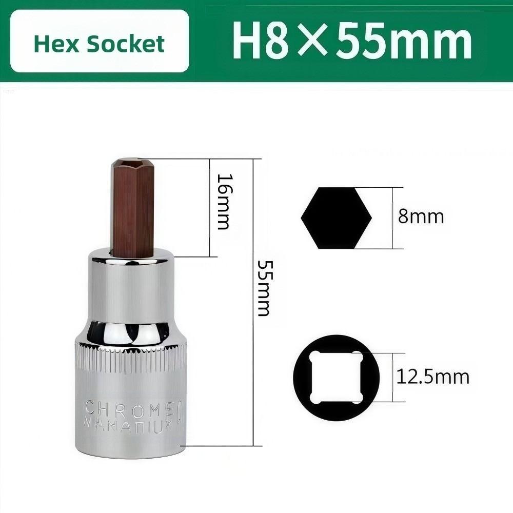 

Торцевые головки с шестигранным наконечником из легированной стали 1/2 Шарнир Шестигранный съемник Инструмент для разборки Головка Инструменты для ремонта 8mm（B）