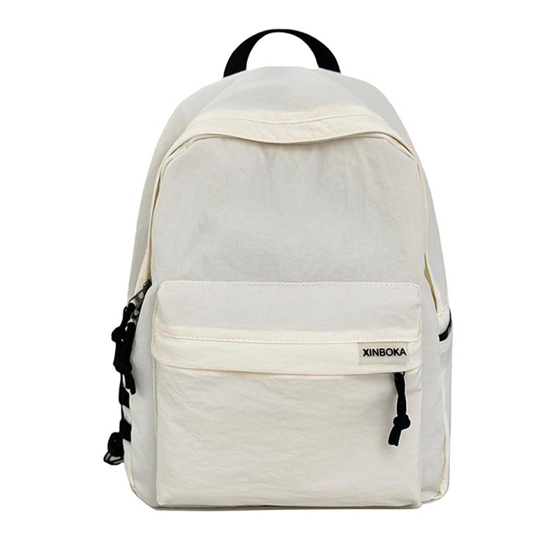 Студенческий школьный женский однотонный рюкзак, рюкзак большой емкости бежевый