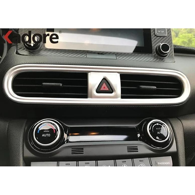 For Hyundai Kona Kauai Encino 2017-  Carbon Fiber Car Center Air Condition Vent Outlet Cover Trim Interior Accessories
