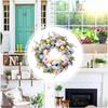 Coronițe de Paște pentru ușa din față, coroană pentru ouă de Paște, coroană de Paște artificială de 40 cm, ușă din față, coroană colorată de ouă de Paște cu frunze