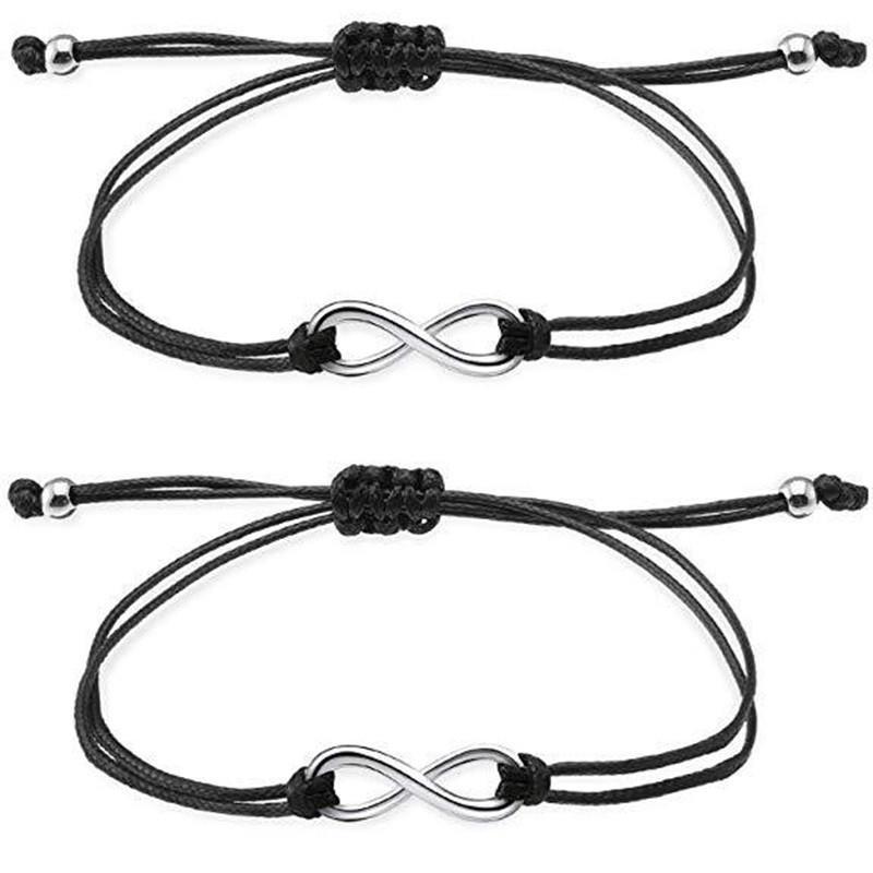 

European & American Fashion Double-Layer Black Cord Figure 8 Pendant Ladies Anklet Red