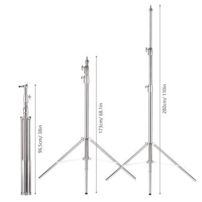 Fotografický světelný stojan pro velké zatížení Stativ Nerezová ocel Max. Výška 280 cm/110 palců s 1/4 palce a