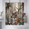 1pc Christmas Reindeer Print Waterproof Shower Partition Privacy Hanging Curtain with 12 Hooks, Multiple Sizes, Machine Washable
