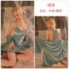 Women's Solid Velvet Lace Backless Cami Sleep Dress with Tie Robe for Fall Winter