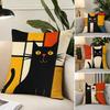 Cat In Mondrian Style Cushion Cover Fabric Soft Furnishing,Pillowcase, Cushion Cover, Sofa Pillow, Home Decoration