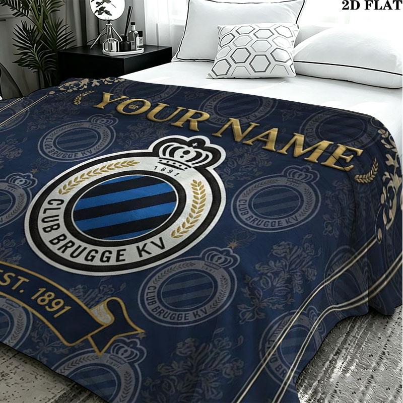 1PC Club Brugge KV Custom Name Patterned Flannel Blanket Suitable For All Seasons for Home Decor Warmth and Comfort Gifts Holiday Present