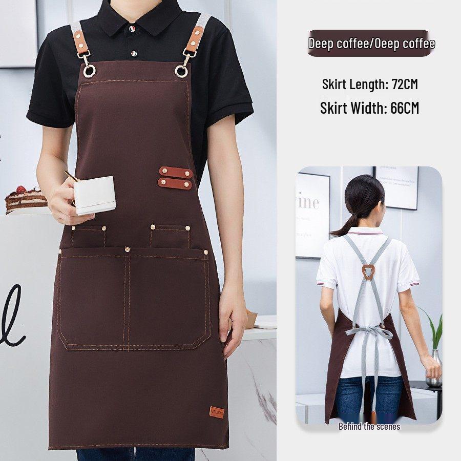 Waterproof Logo Printed Canvas Apron for Women - Perfect for Milk Tea and Coffee Shop Workers