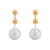 Minimalist Two-Tone Brushed Ball Drop Earrings Mixed Metal Polished & Matte Stud Earrings for Women Fashion Jewelry