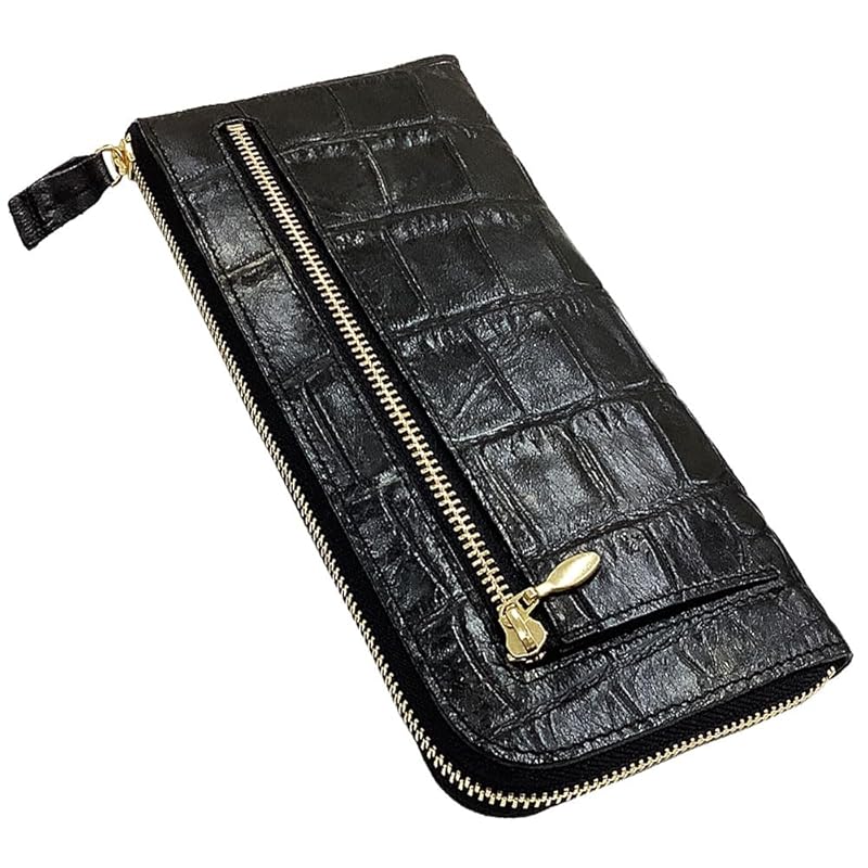 

[HARUBE] Kyoto Naniwaya cowhide crocodile Embossed L-shaped zipper Thin large capacity long wallet unisex men s ladies Croco #83-236 G. Coast”