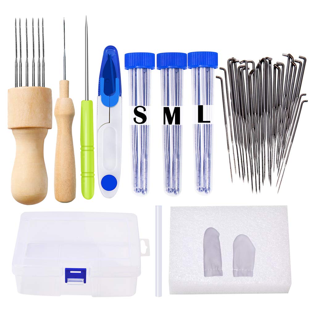 Dennty Felting Needles, Felting Tools, Felting Needle Set, 8 Wool Felting Needles with Wooden Handles, Beginner's Kit, Craft Tools