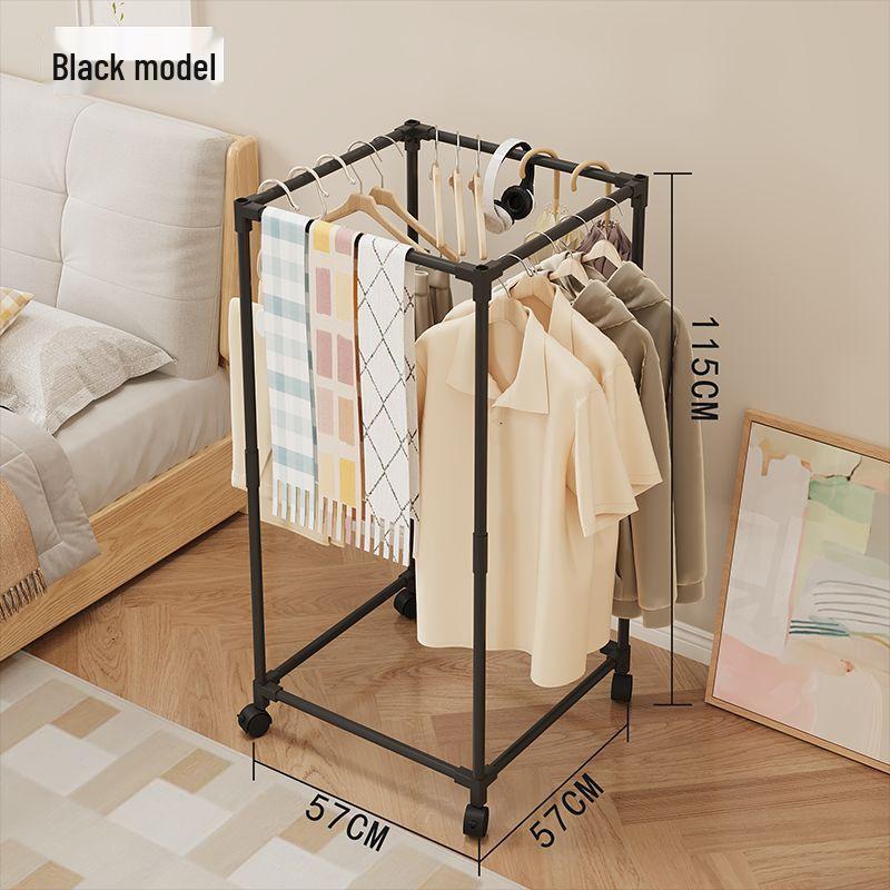 Rolling Floor Clothes and Hat Rack with Storage Shelf 9145: Vertical Bedroom Organizer