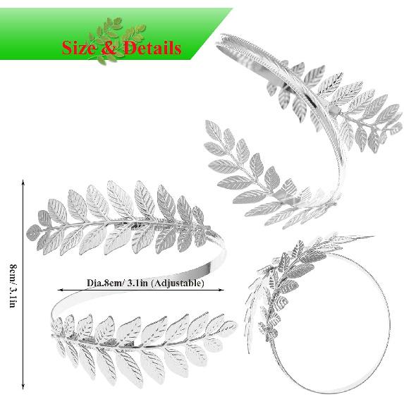 RechicGu Leaf Tree Bracelet Upper Arm Cuff Armlet Bangle Bracelet Armband Greek Roman Laurel Christmas Tree Leaf Festival Bridal