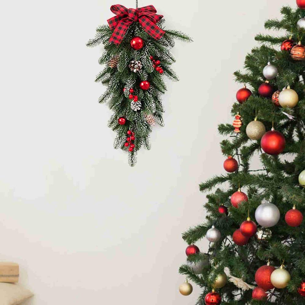 60cm Teardrop Wreath Christmas Decorative Wreath New Upside Down Wreath  Holiday Party
