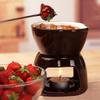 Chocolate Fondue Set Ceramic Pot with 4 Forks & Candles