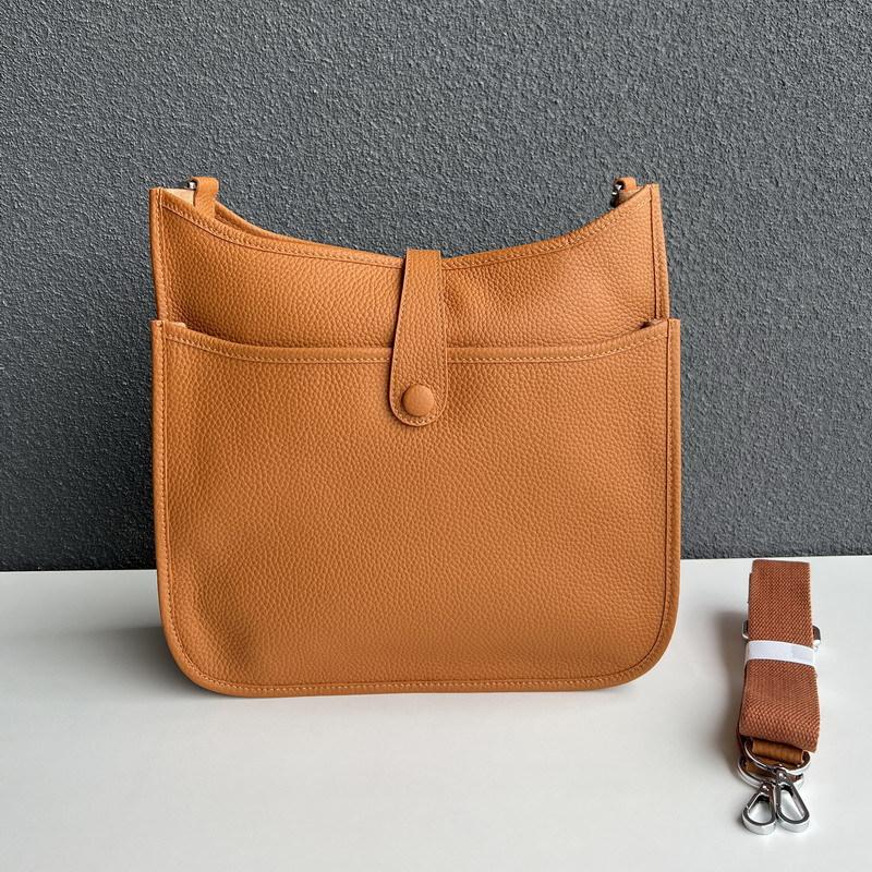 2025 New Genuine Leather Top Layer Cowhide Lychee Pattern Unisex Hollowed-out Crossbody Bag Genuine Leather Women's Bag