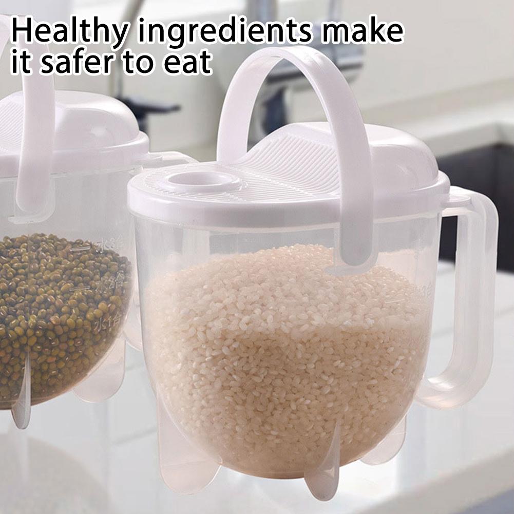 Rice Washer Kitchen Colanders Strainer Bowl With Lid Multifunctional Plastic Washer Rice Washing Kitchen Tools