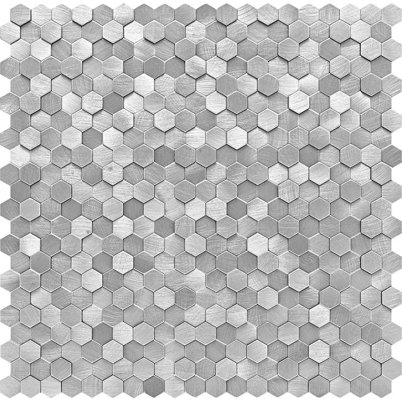 

3D Mosaic Metal Aluminum Hexagon Panel Wall Sticker Peel and Stick Backsplash Tiles Self-adhesive Gold Waterproof Home Decor срібний