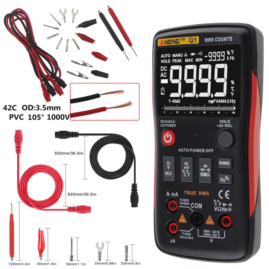 ANENG 9999 Zählungen True RMS Multifunktions-Digitalmultimeter Voltmeter Amperemeter Handheld Mini