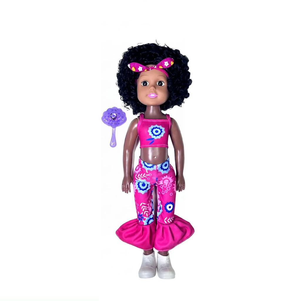 Realistic Reborn Doll African American Vinyl Body Soft Touch Doll with Curly Hair and Fashion Outfit for Kids Collectible Toy Gift