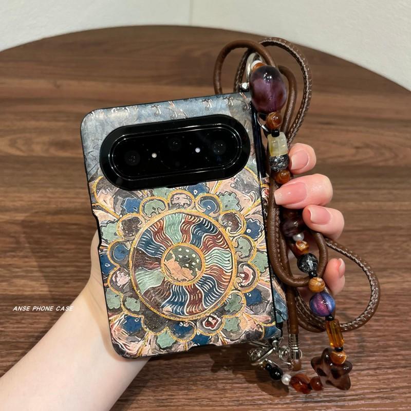 Dunhuang Ethnic Style Phone Case Pura X MAX Foldable With Magnetic Stand PC Material Anti-Shock Slip-Resistant