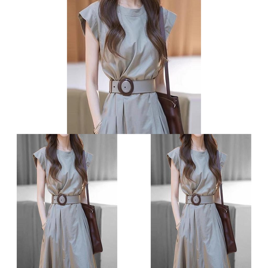 Spring Casual Knit Dress With Long Sleeves And Round Neck For Women