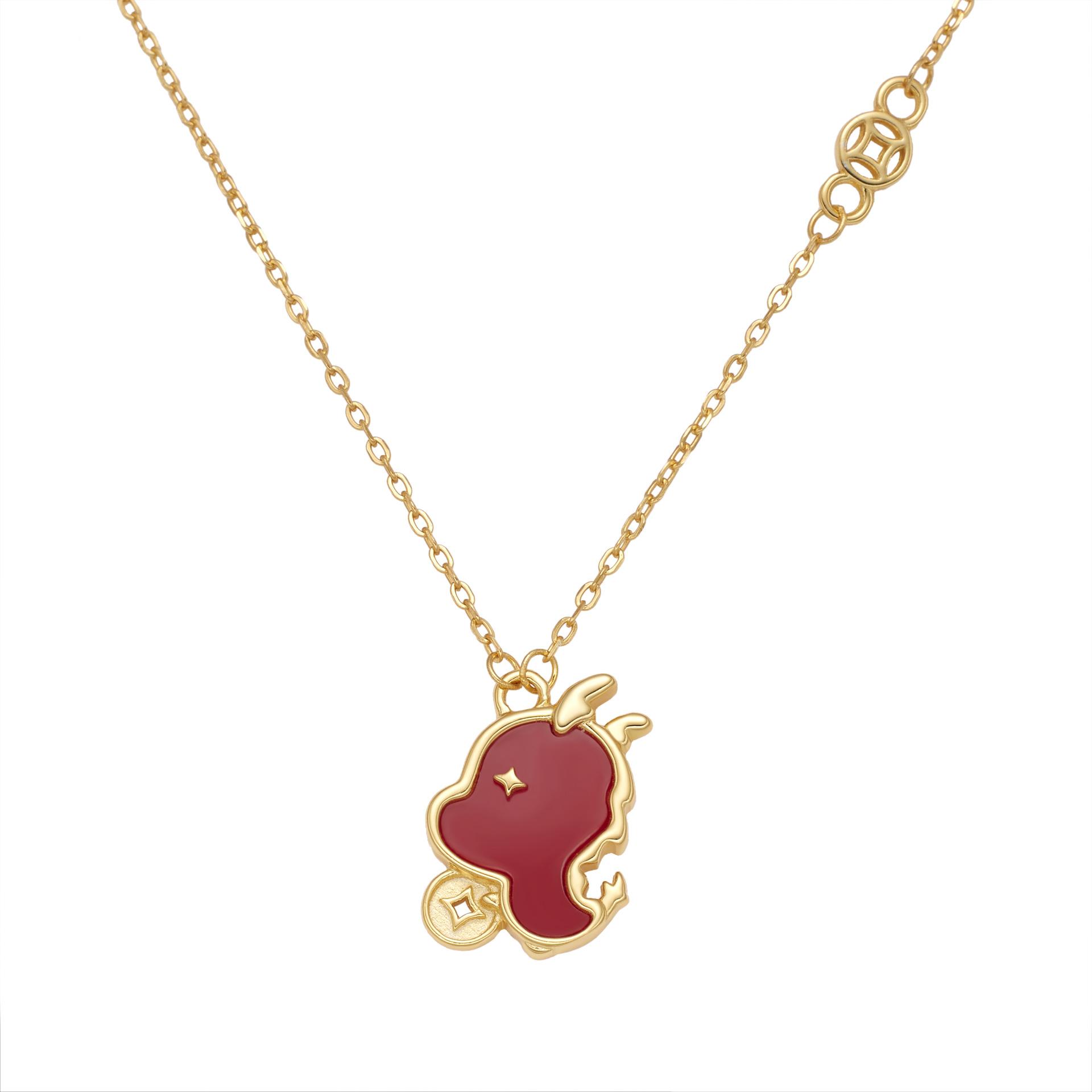 

S925 sterling silver rich dragon necklace women s fashion light luxury natal year agate dragon coin pendant zodiac dragon 925 Silver