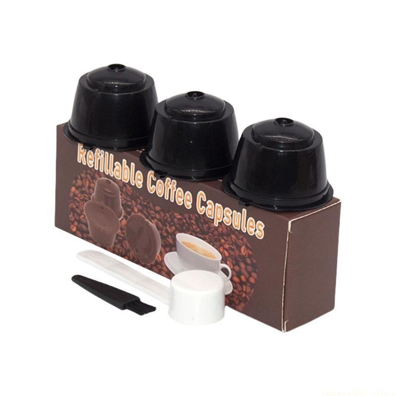 QX2E Coffee Filters Cups Set with Convenient Brush and Spoon Included Plastic Texture