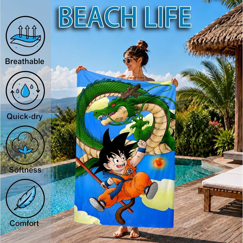 Toalla de Playa con Ilustración de Anime de Dragón, Toalla de Playa de Microfibra, Perfecta Para Piscina, Playa, Viajes, Decoración del Hogar, Regalos para Fans de Fiestas en la Playa
