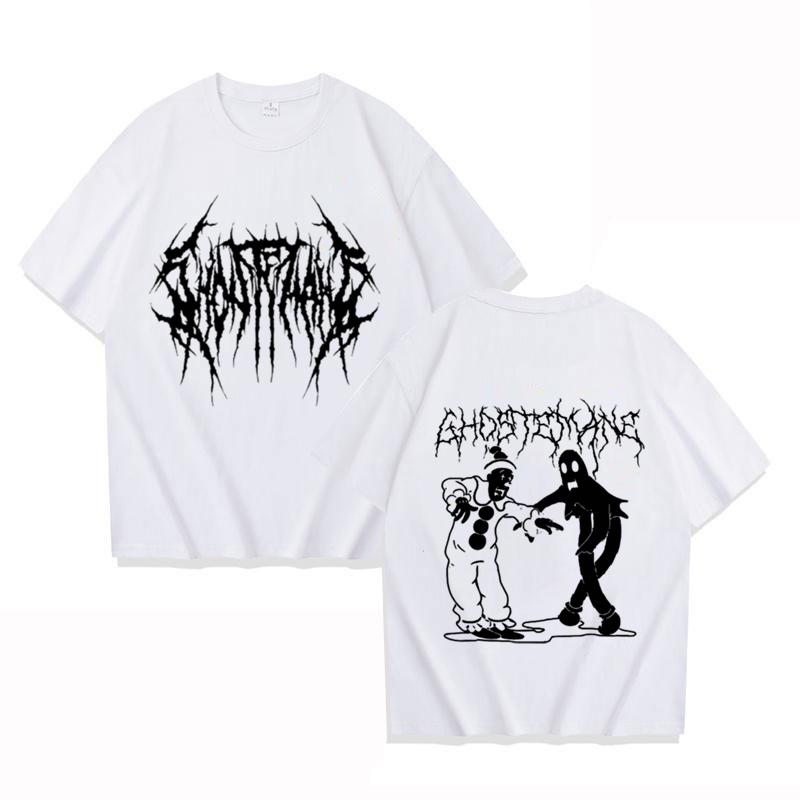 New Ghostemane Double Sided Print T-shirt Men Women Fashion Hip Hop Metal Gothic Rock T Shirt Oversized Loose Streetwear Top