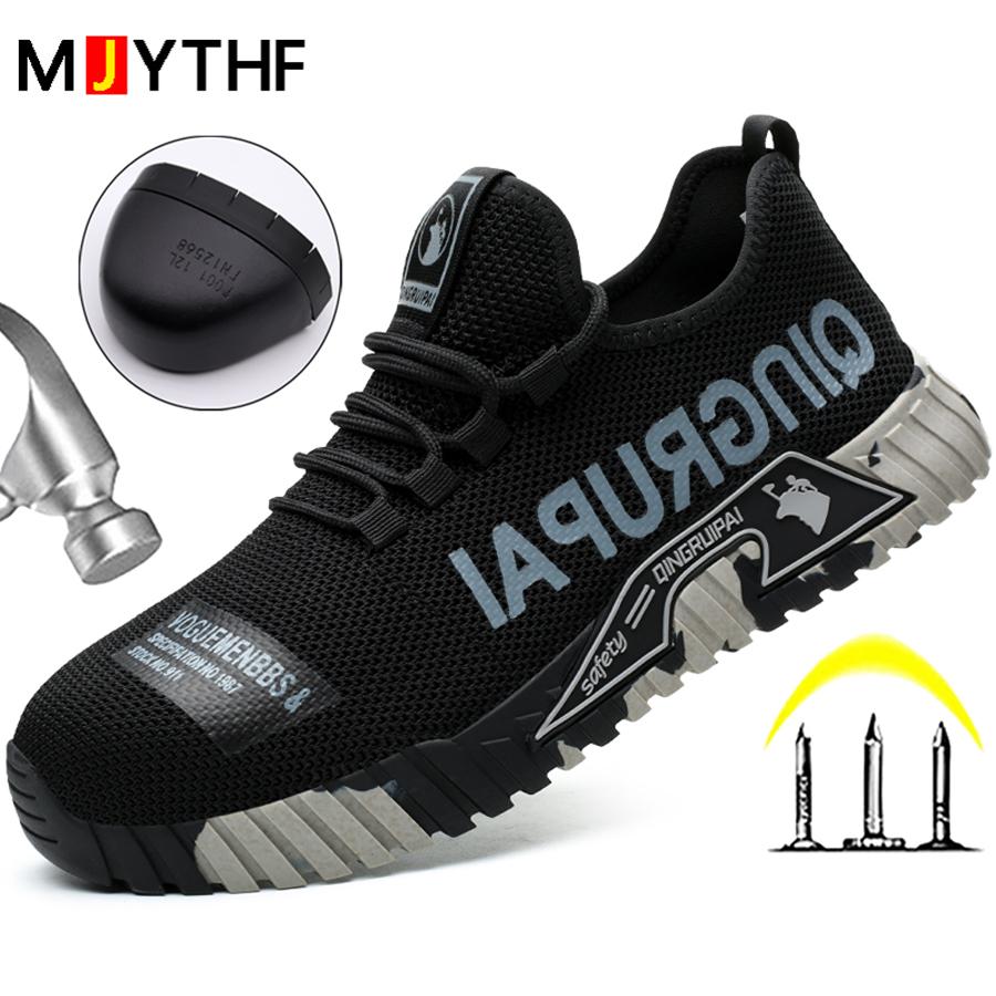 Fashion Men'S Safety Shoes Anti-Smash Anti Puncture Work Sneakers Steel Toe Shoes Anti Slip Wear-Resistant Indestructible Shoes