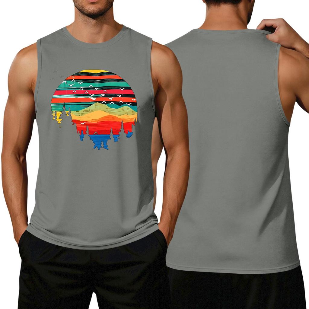 Men's Loose Casual Hawaiian Print Sleeveless Top