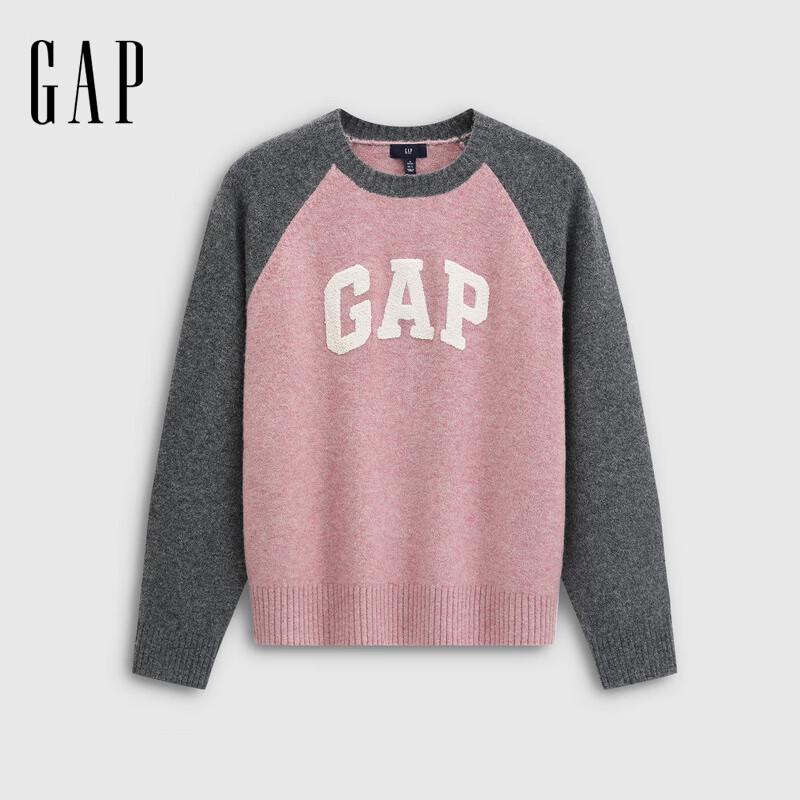 Gap Women s 2025 Fall Terry Embroidery Logo Colorblock Raglan Sweater M