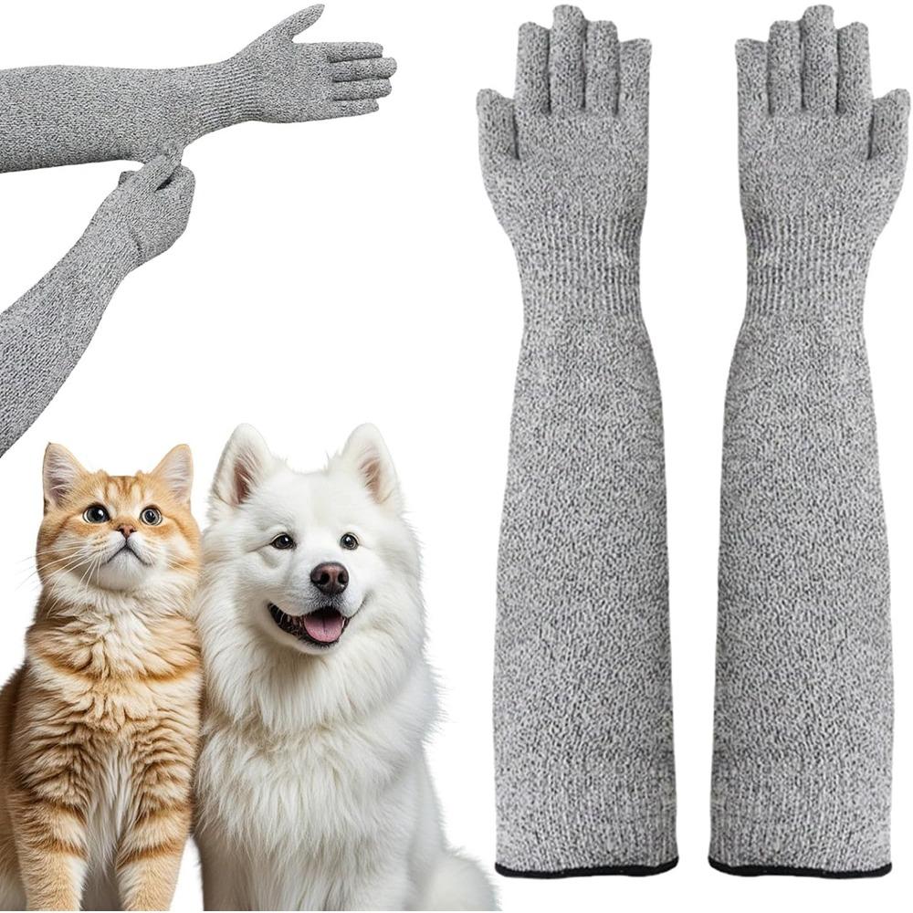 

Pet Grooming Gloves (2-Pack) - Cat Grooming Arm Sleeves, Scratch- and Bite-Proof Arm Protectors сірий колір