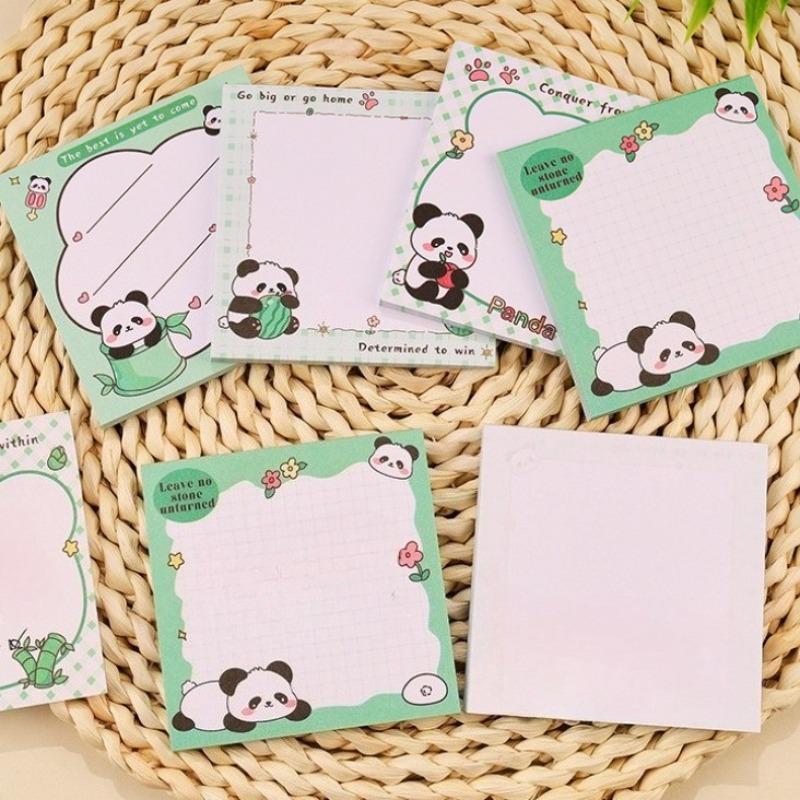 8Pcs Sticky Notes, 50 Sheets Per Pad Creative Panda Sticky Note Lovely Cartoon Students Small Note High Appearance Level Can Paste N Times Sticky Note