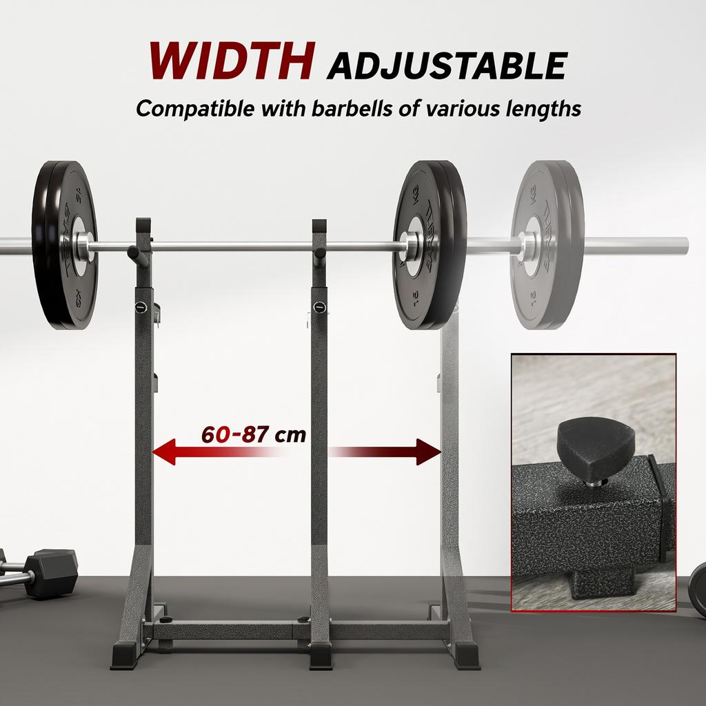 Heavy Duty Barbell Squat Rack Adjustable And Multifunctional Weight Power Stand For Home Gym Black