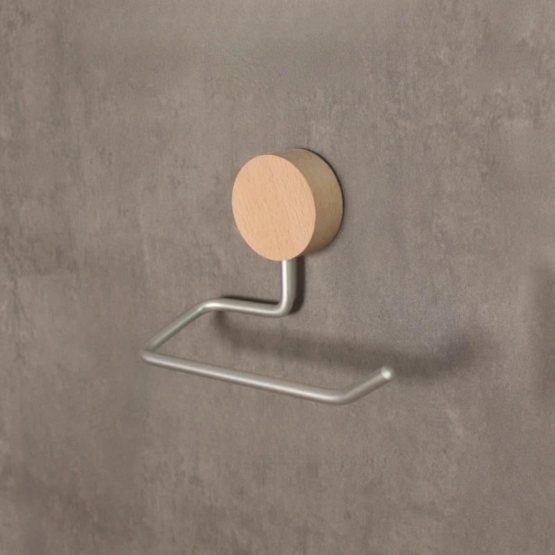 Solid Wood Toilet Paper Roll Holder Bathroom  Roll Paper Storage Rack Bathroom Accessories Self Provided Adhesive Is Required