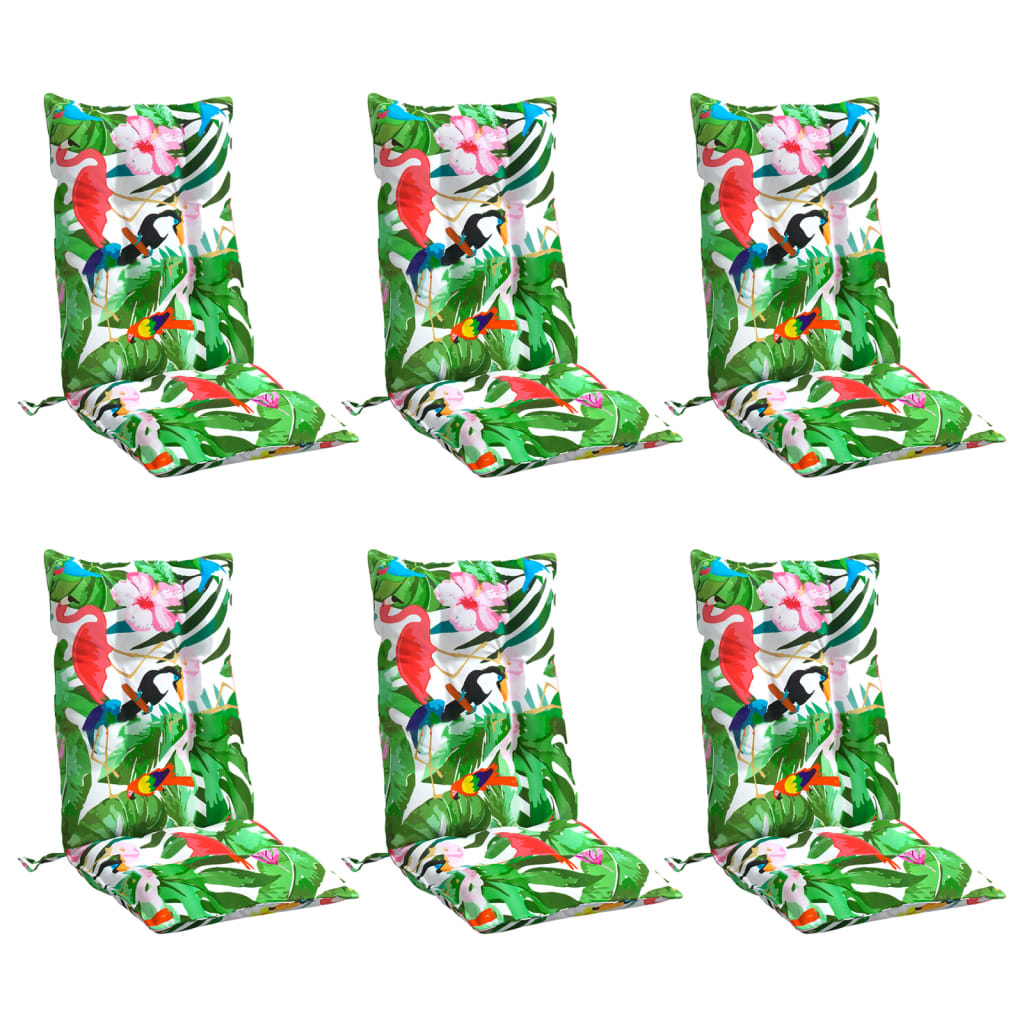 High Back Chair Cushions 6 pcs Multi Colored Oxford Fabric