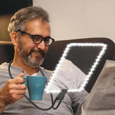 Rechargeable Hands Free Magnifying Glass with Light Flexible Gooseneck Design Large Viewing Area Reading Magnifier for Elderly